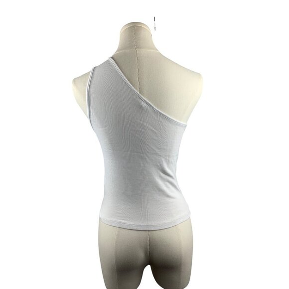 Madewell Womens One-Shoulder White Ribbed Tank Top Size M - Picture 2 of 5